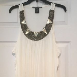Plus sized cream color summer tank with beading